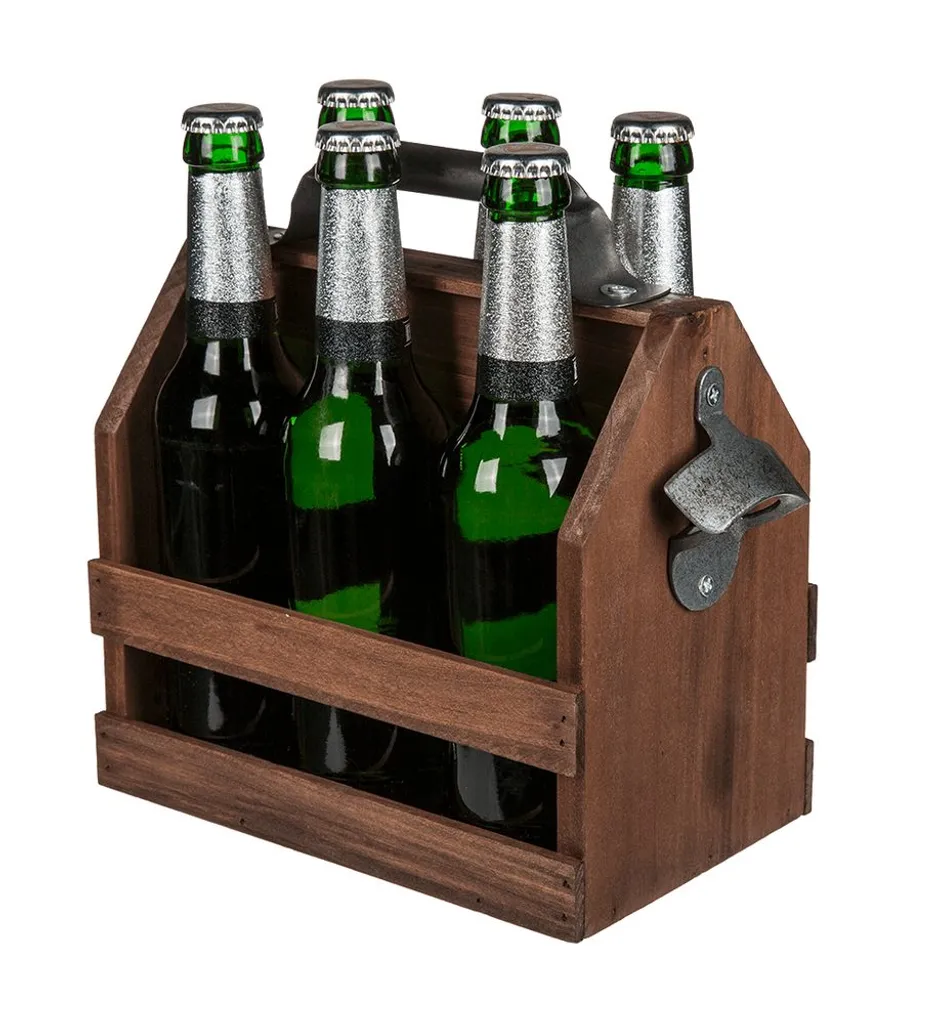 Portabottiglie Legno Chiaro con Apribottiglie Metallo - Stile Nordico - 15