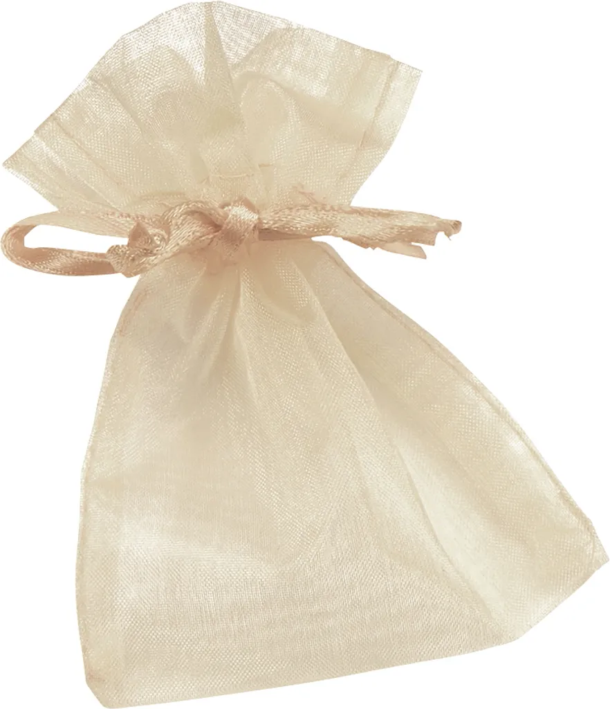Petit sac organza crème 13x10 cm avec ruban pour emballage délicat