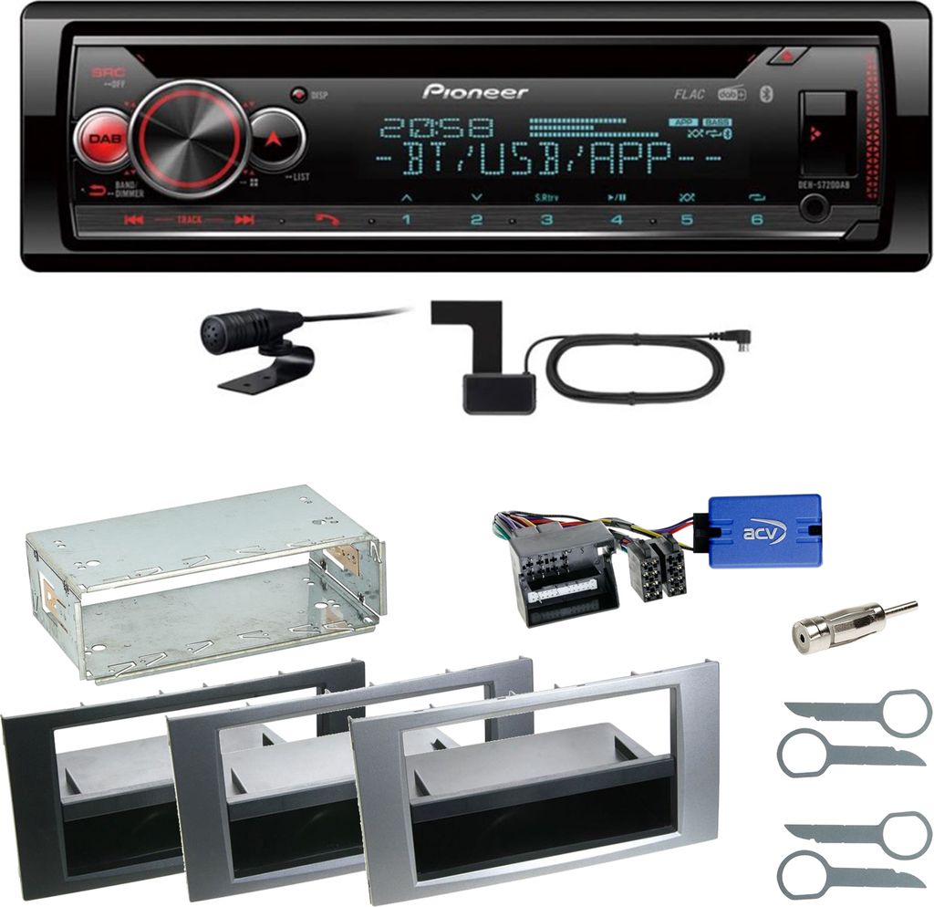 Pioneer DEH-S720DAB Bluetooth DAB+ Einbauset für Ford Focus C-Max Fiesta Transit