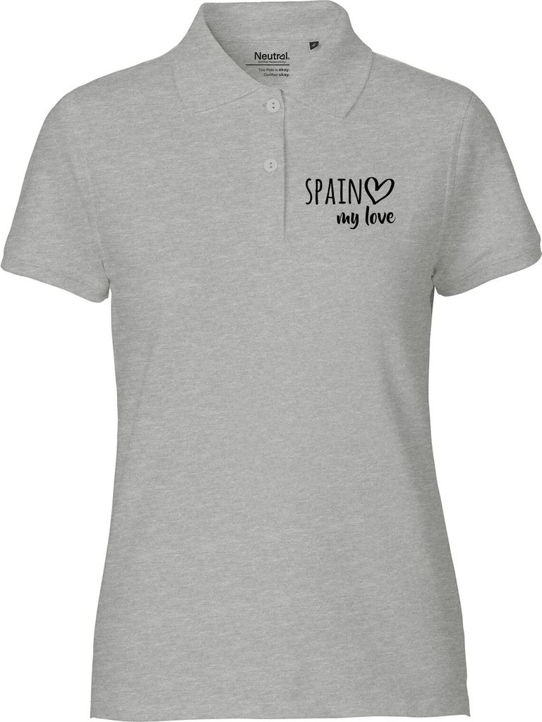Huuraa Damen Polo Shirt Spain my love XL Sport Grey Bio Baumwolle Fairtrade Poloshirt Geschenkidee