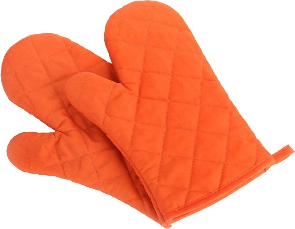 Hitzebeständig Ofenhandschuhe Verdickte Hitzeresistente Topfhandschuhe Topflappen Backhandschuhe, Baumwolle, 1 Paar Orange