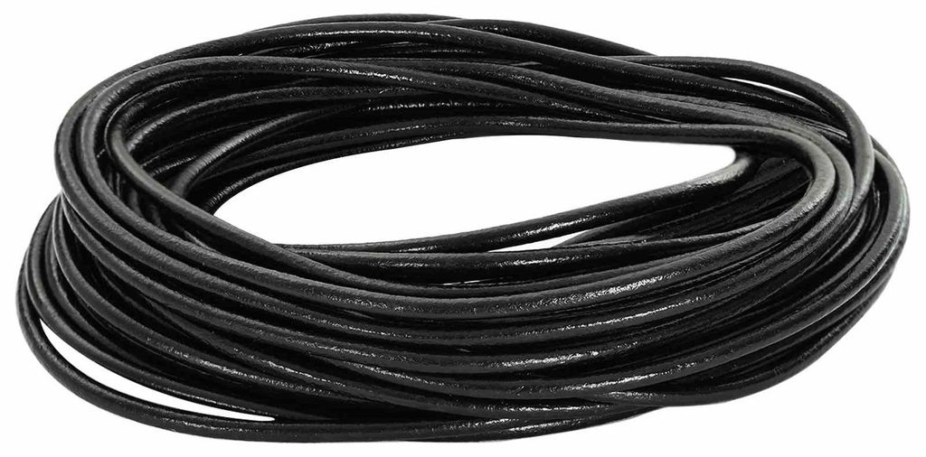 Leder Schnur Schwarz Ø3 mm x 10 m Leder