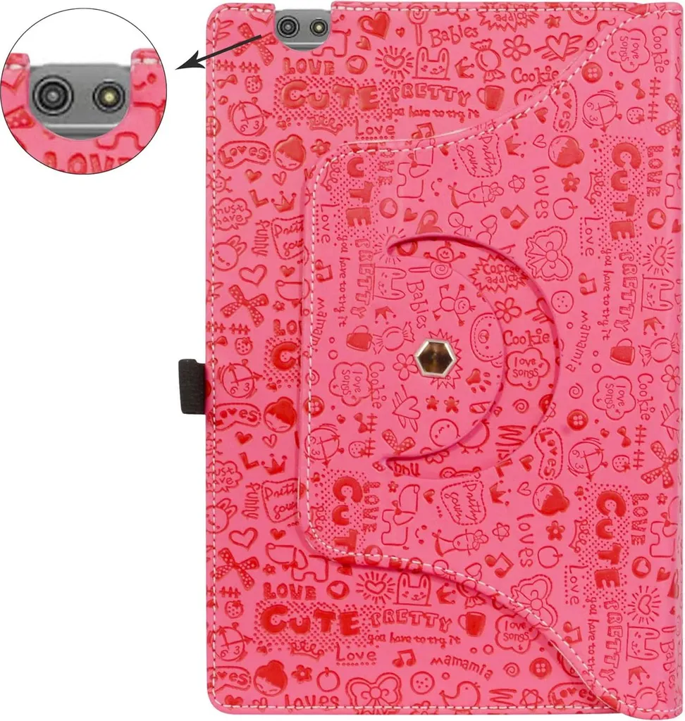 Étui pour tablette Matrixpad S20 rose à motifs avec support intégré