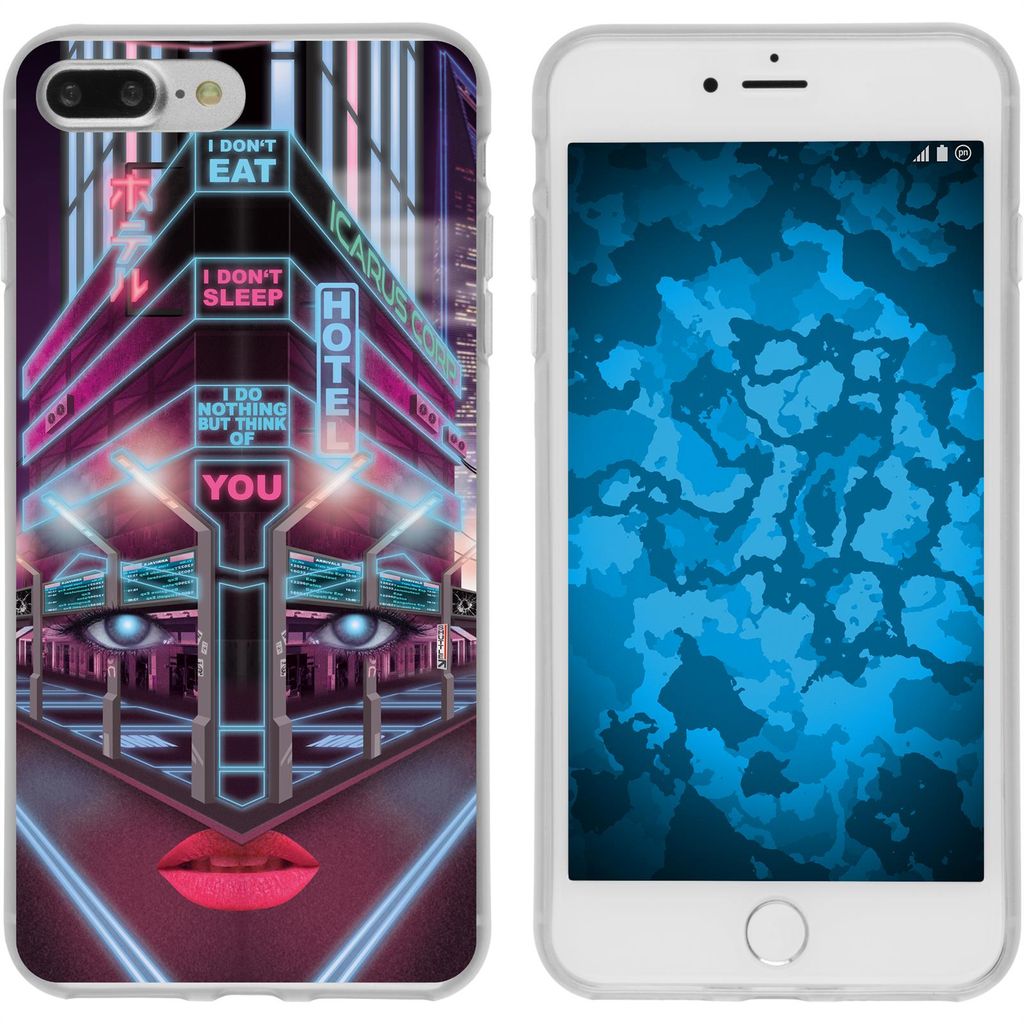 PhoneNatic Case kompatibel mit Apple iPhone 7 Plus / 8 Plus Silikon-Hülle Retro Wave Cyberpunk.02 M5