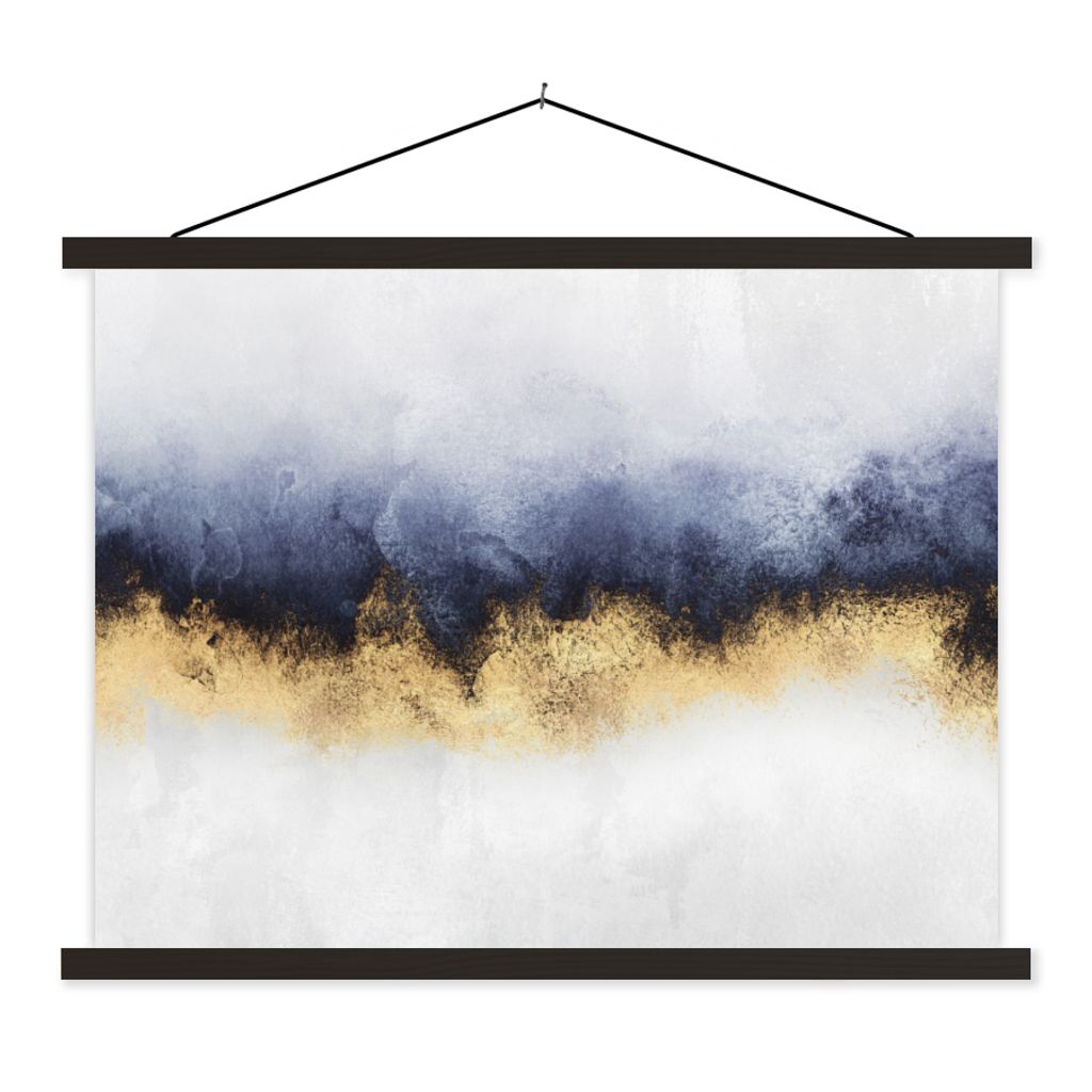 MuchoWow Textilposter Abstrakt - Gold - Luxus 150x113 cm mit holzfarbenen Rahmen - Poster