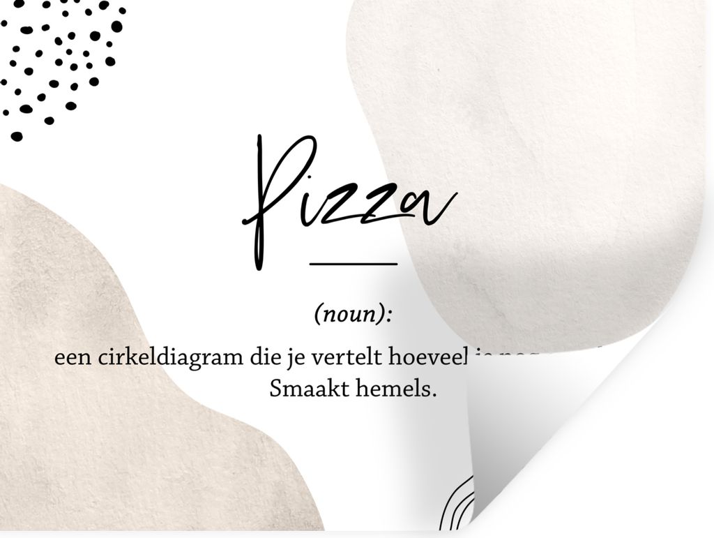 MuchoWow Wandtattoo Wandsticker Wandaufkleber Pizza - Wörterbuch - Sprichwörter - Zitate - Pizza definition 80x60 cm Selbstklebend und Repositi...