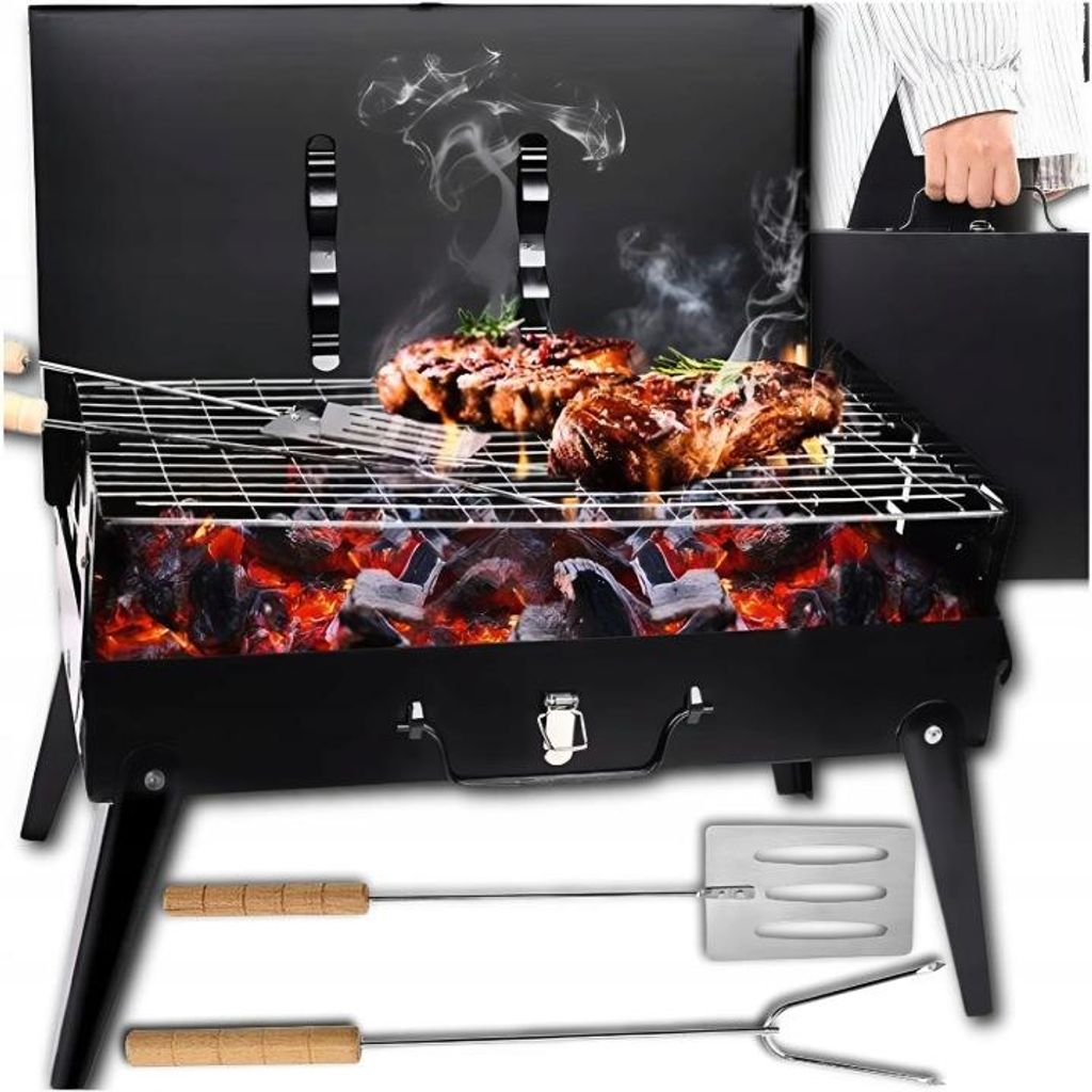 Tragbarer Koffergrill Faltbar – Holzkohle-Gartengrill & Produktbild 
