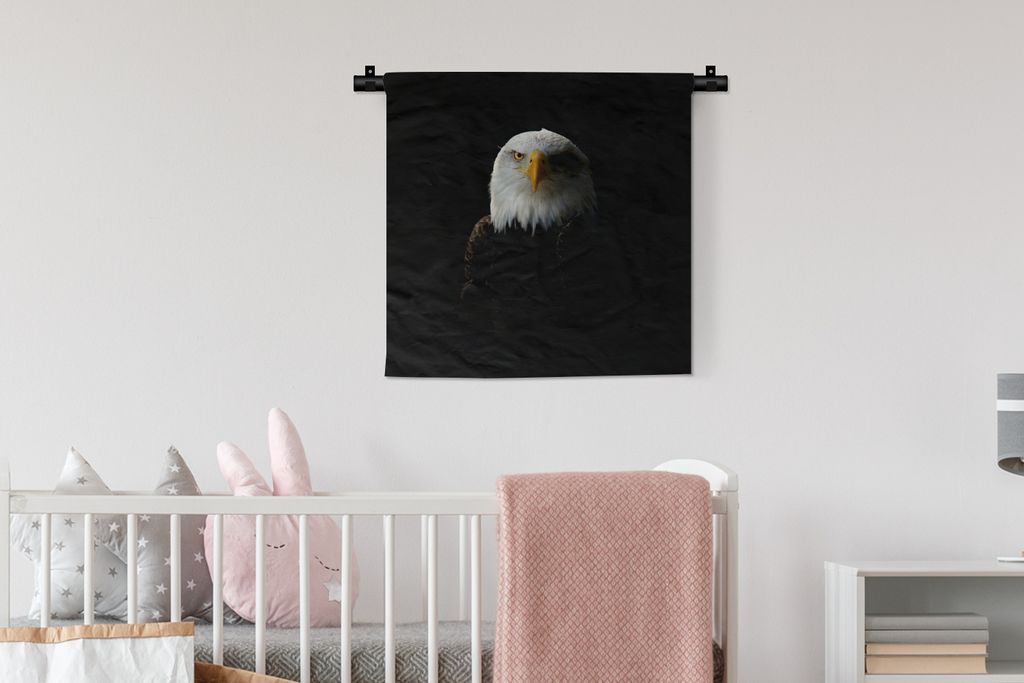 MuchoWow Wandteppich Wandbehang Adler - Schwarz - Gelb 60x60 cm Tapisserie Dekoration Wandtuch - Dekorationen - Wand Decke