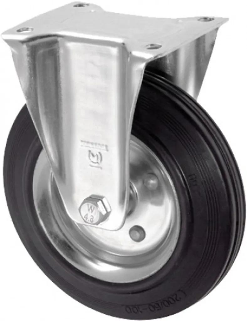 Roue fixe 125mm Bi/522/125/R avec bandage renforcé et platine en acier