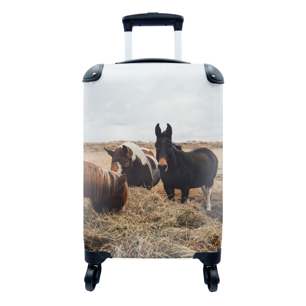 MuchoWow Koffer Handgepäck Trolley Rollkoffer Kleine Reisekoffer mit 4 Rollen - Tiere - Pferd - Cabin Size < 55x40x23 cm & 55x40x20 cm - Fotokof...