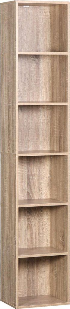 Happyment Bücherregal geöffnet – Offenes Bücherregal mit 6 Fächern – Holz – Oak – Wohnzimmer / Schlafzimmer / Kinderzimmer – 30×23,5...