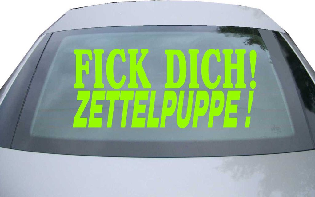 Indigos UG - Aufkleber Heckscheibe & Motorklappe DE6114 - neongrün - 600x258 mm - fick dich! zettelpuppe! - Auto Scheiben Fenster Heckklappe Tunin...
