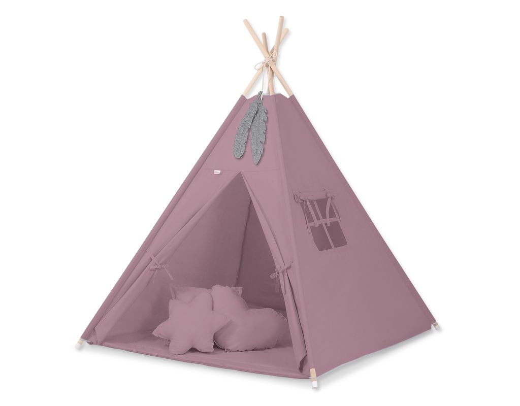 Tipi Zelt für Kinder mit rosa Retro Matte und Kissen