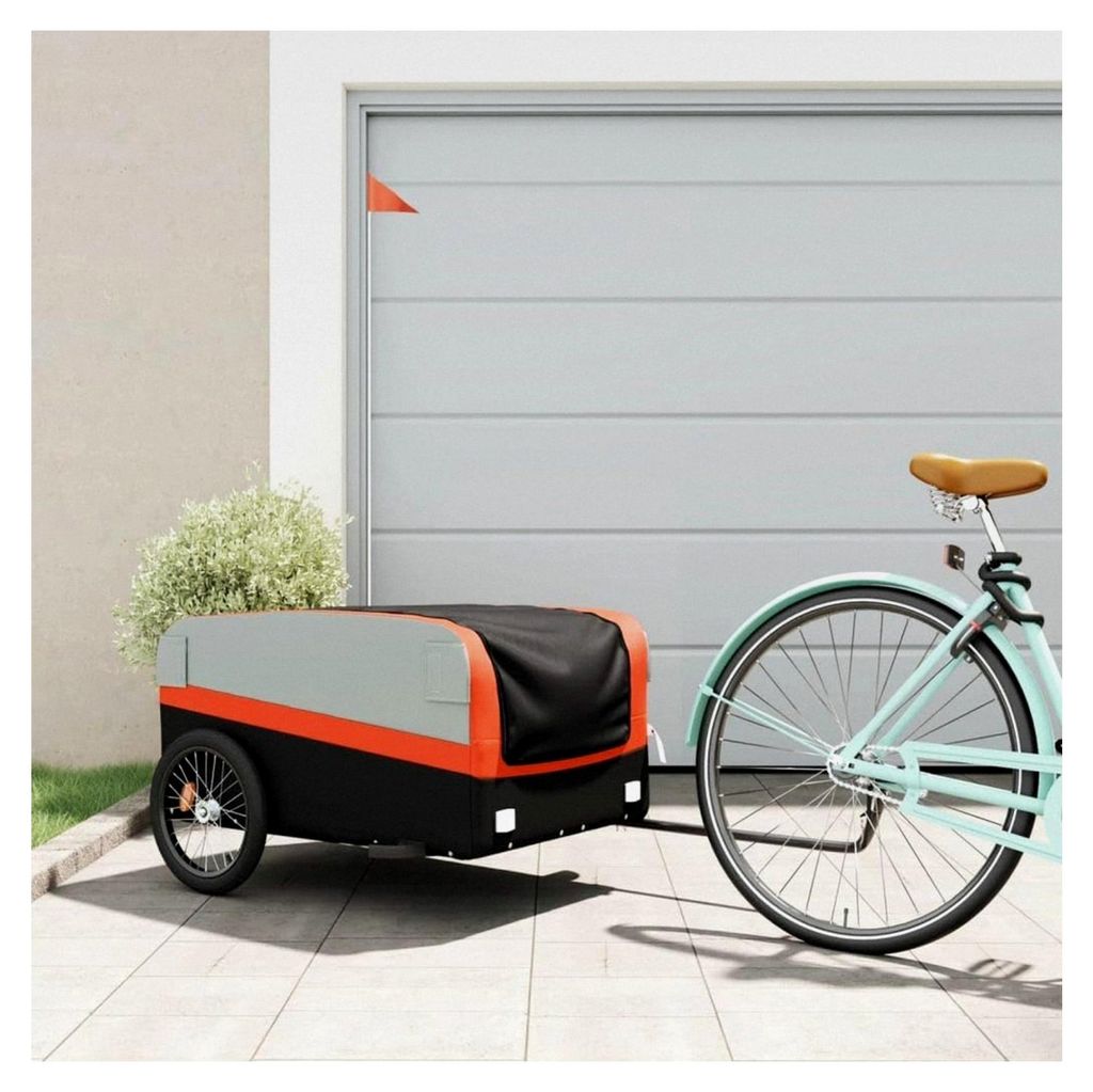 Fahrradanhänger in Schwarz und Orange, 45 kg, Eisen, für Outdoor-Aktivitäten und Radsport