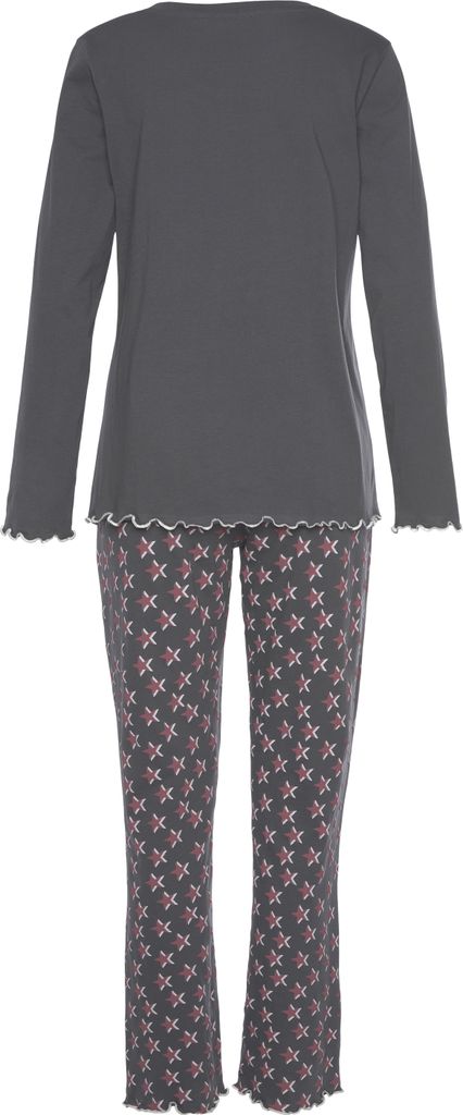 A pair of pajamas laid flat.