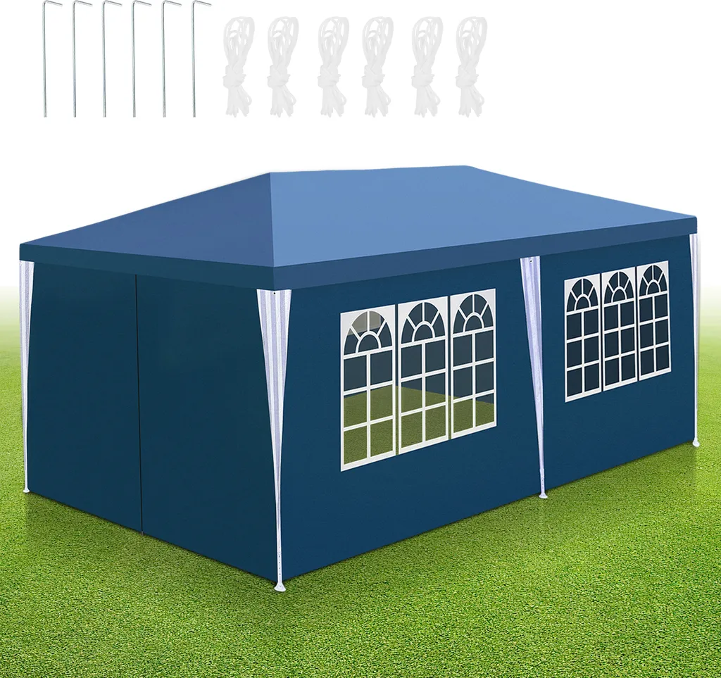 Tenda Izrielar in PE, idrorepellente e protetta dai raggi UV, con finestre e porta 3x6m blu