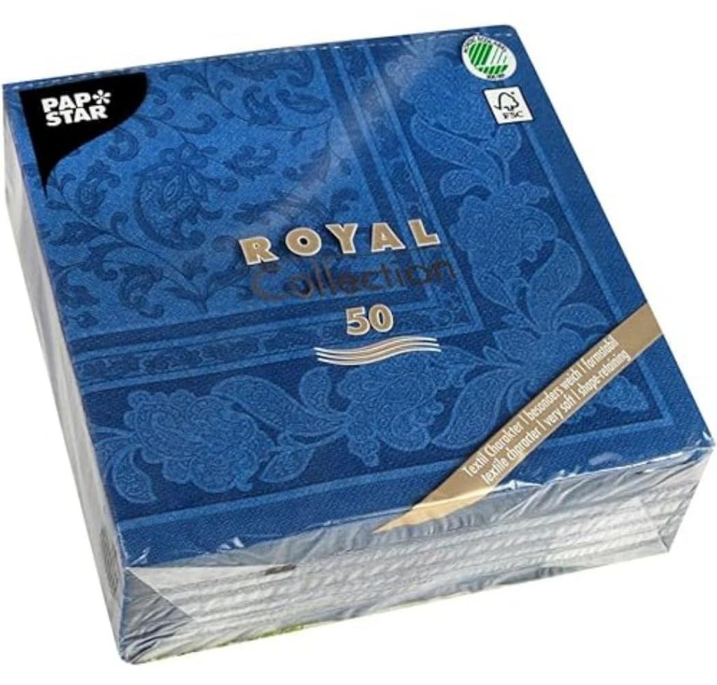 PAPSTAR Servietten "ROYAL Collection Ornaments" dunkelblau Produktbild 