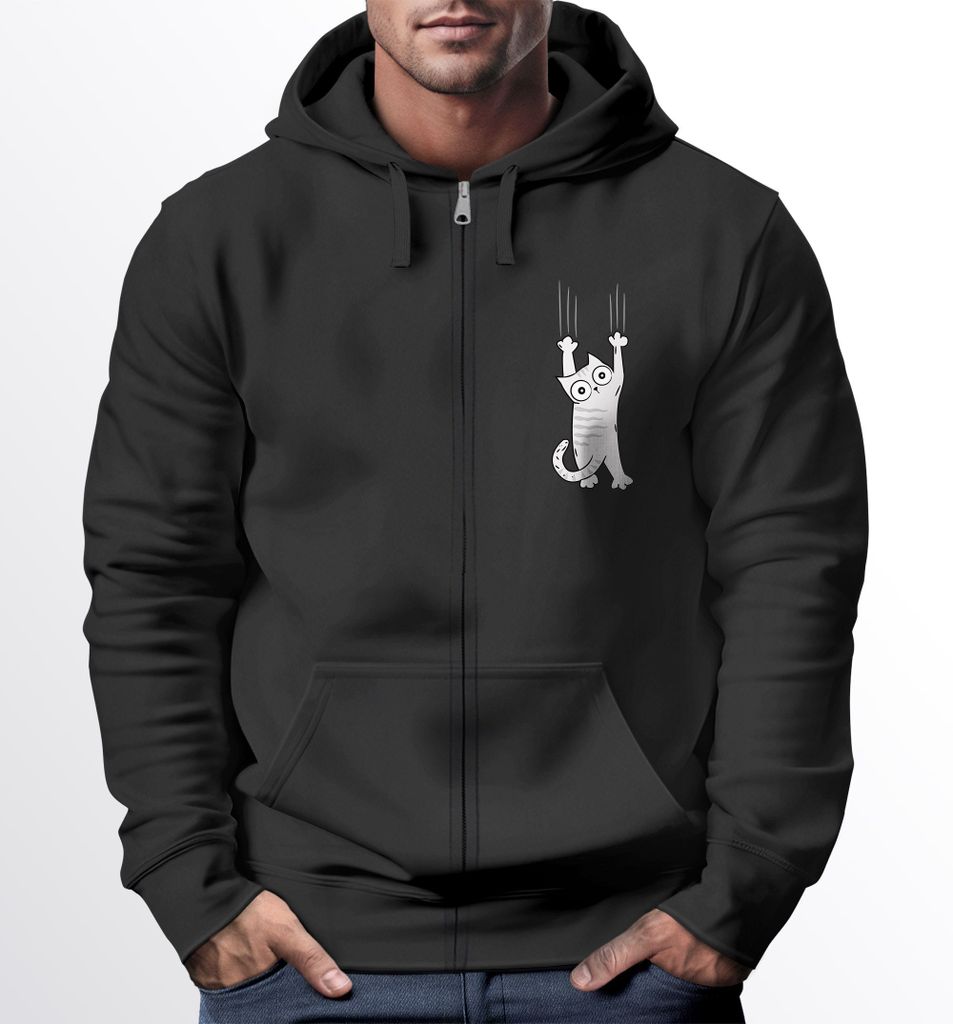 Zip Hoodie Herren Sweatjacke mit Kapuze Print Aufdruck Motiv Zipjacke Männer Fashion Streetstyle Neverless schwarz S