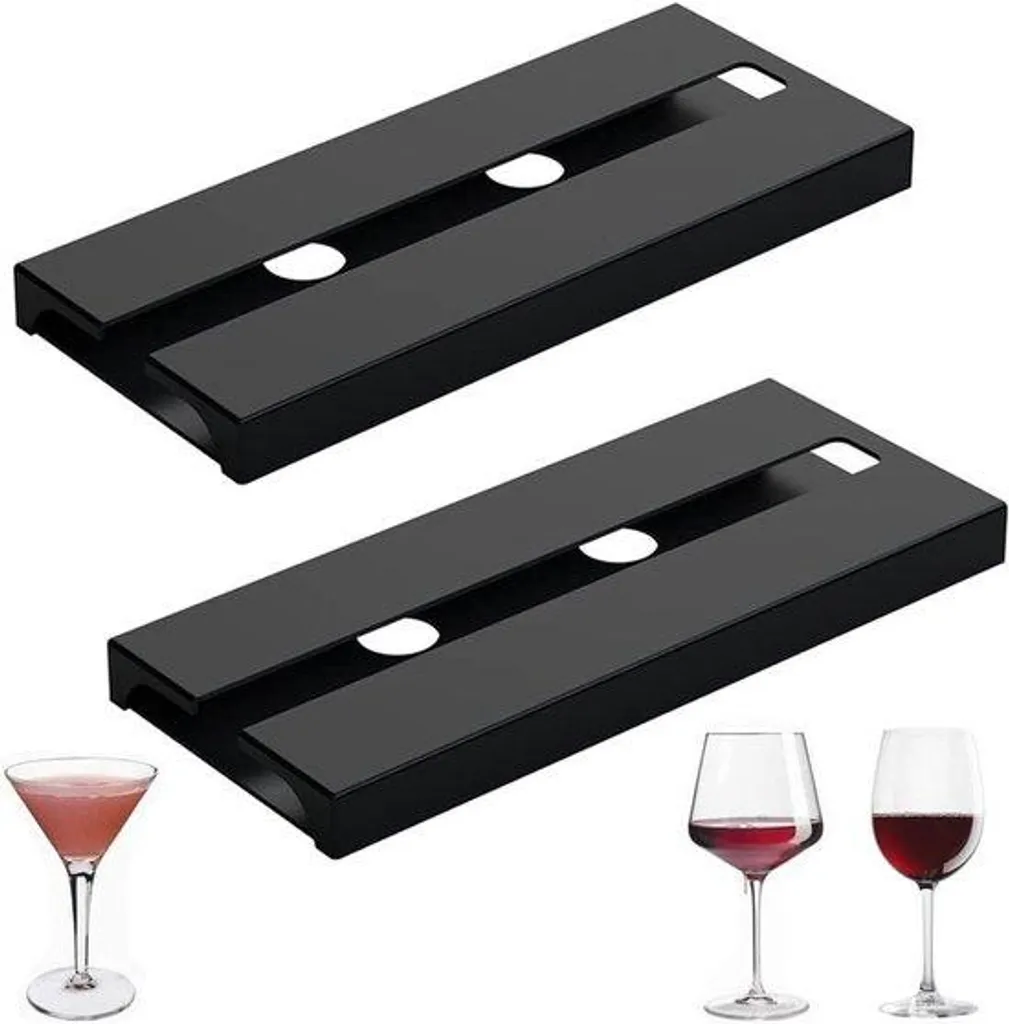 Lot de 2 porte-verres à vin noirs en plastique pour cuisine et bar