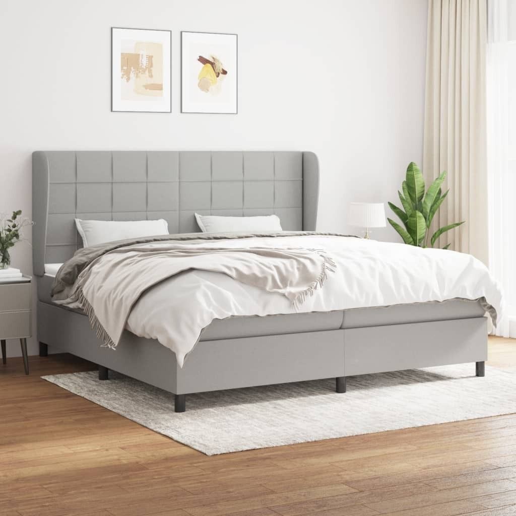 The Living Store Boxspringbett mit Matratze Hellgrau 200x200 cm Stoff