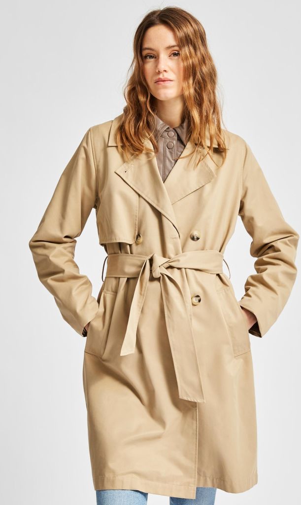 SELECTED FEMME Eleganter Trench Coat Übergang Mantel Zweireihige Jacke SLFWEKA Größe 42