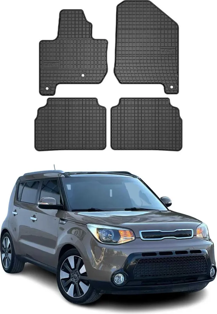 Tappetini Gomma Kia Soul EV 2014-2019 - Design Nero 4 Pezzi All-Weather