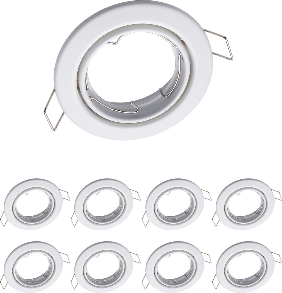 9er Set Oktaplex schwenkbare Einbauspots 68mm Lochmaß Einbaurahmen weiß