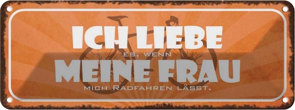 vianmo Blechschild 10x27 cm meine Frau mich radfahren lässt Männer Frauen Spruch Zitat
