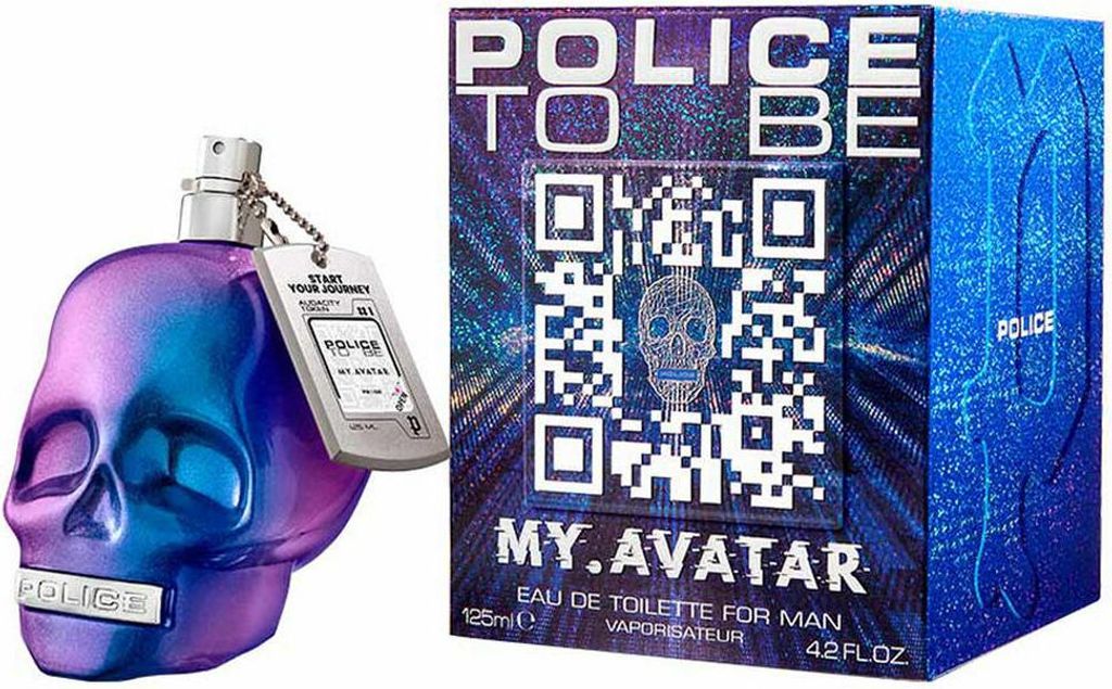 A perfume bottle and its packaging are displayed side-by-side against a white background.