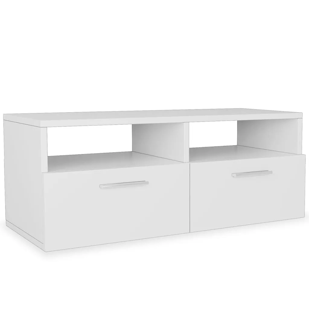 Mobile TV Bianco in Legno Composito 95x35x36 cm per Piccoli Soggiorni