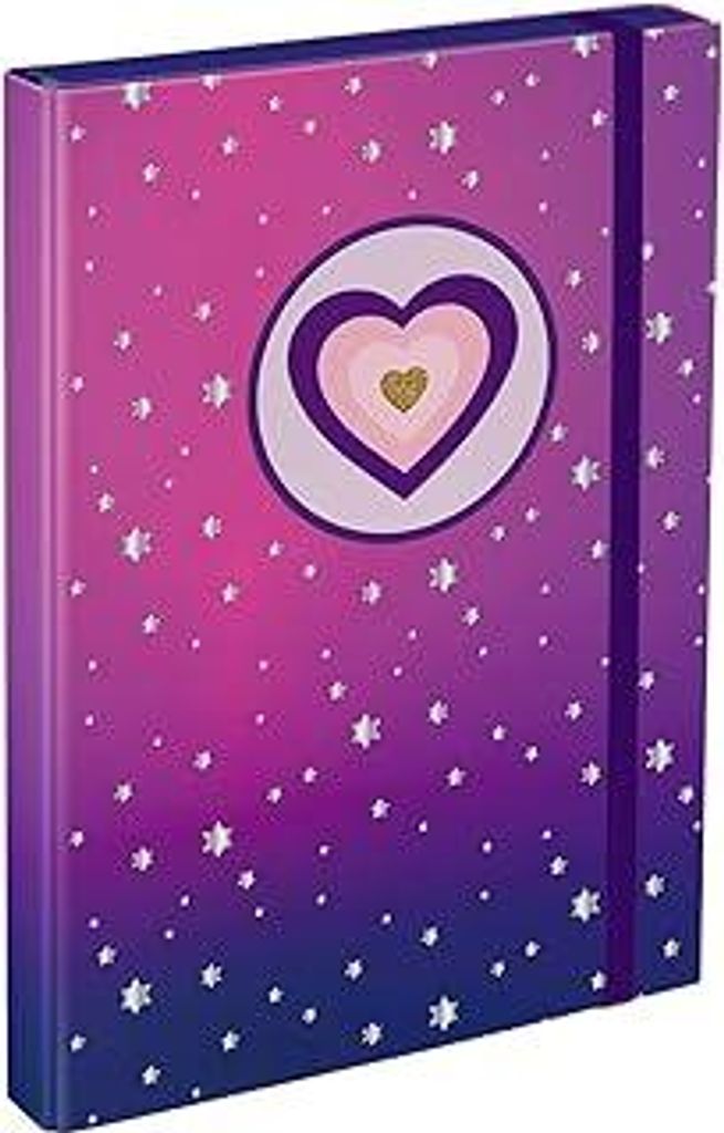 Baagl Heftbox für Schulranzen - Heftmappe A4 für Kinder mit Gummiband und Innenklappen - Sammelmappe, Sammelbox mit Gummizug für Jungen (Herz)