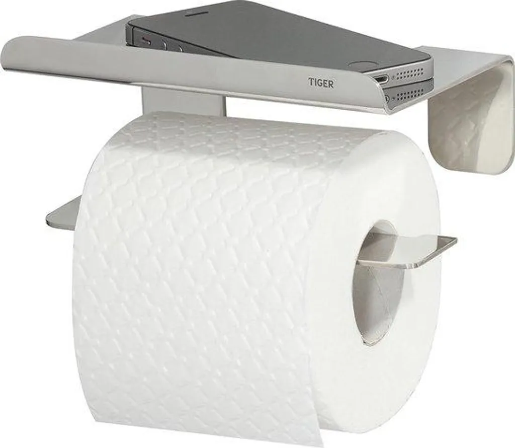 Porte-rouleau WC acier inoxydable brillant - Fixation autocollante forte