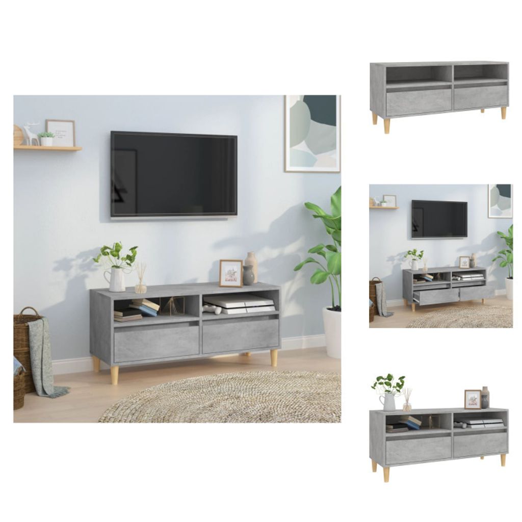 vidaXL TV-Schrank Betongrau 100x34,5x44,5 cm Holzwerkstoff - TV-Möbel