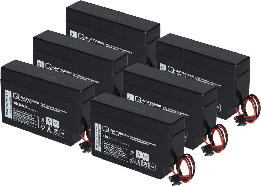 6x Q-Batteries 12LS-0.8 12V 0,8Ah AGM Batterie plomb-vlies Image du produit 