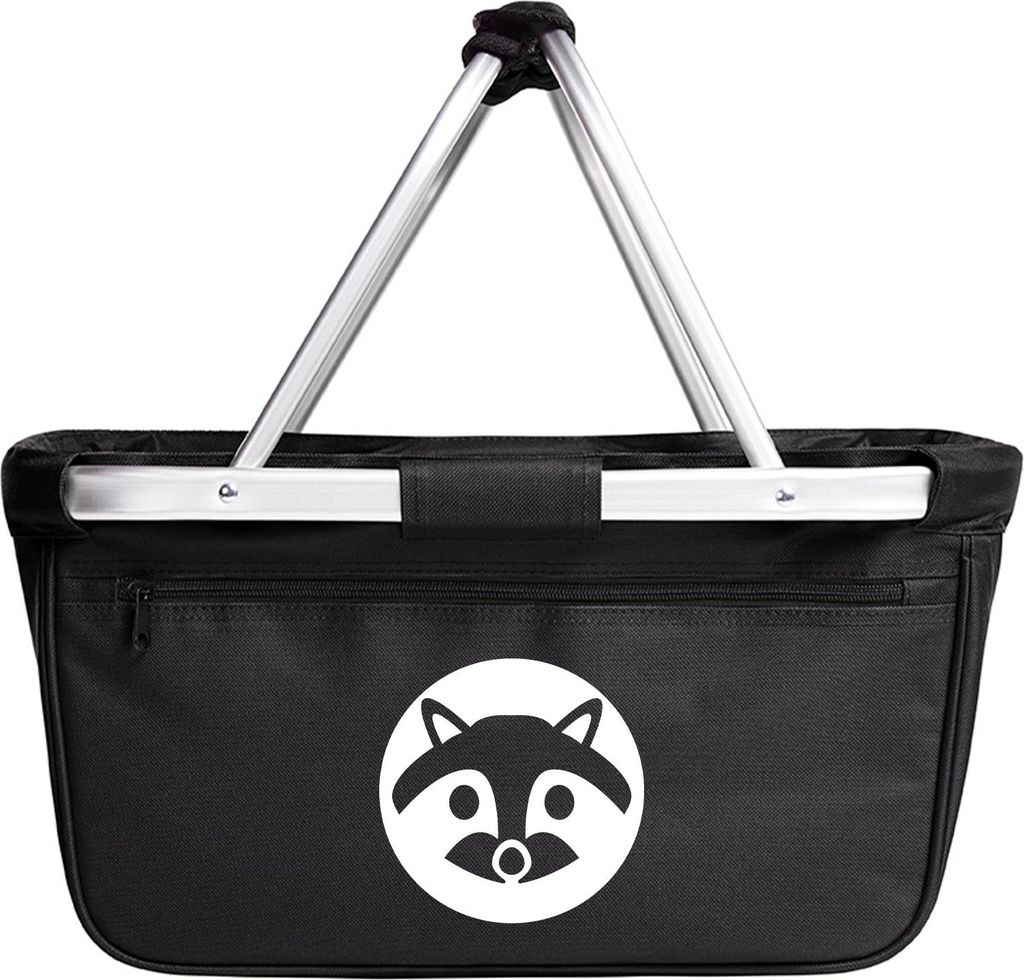 Huuraa Einkaufskorb Waschbär Kopf Silhouette 20 Liter Black faltbarer Tragekorb Geschenkidee