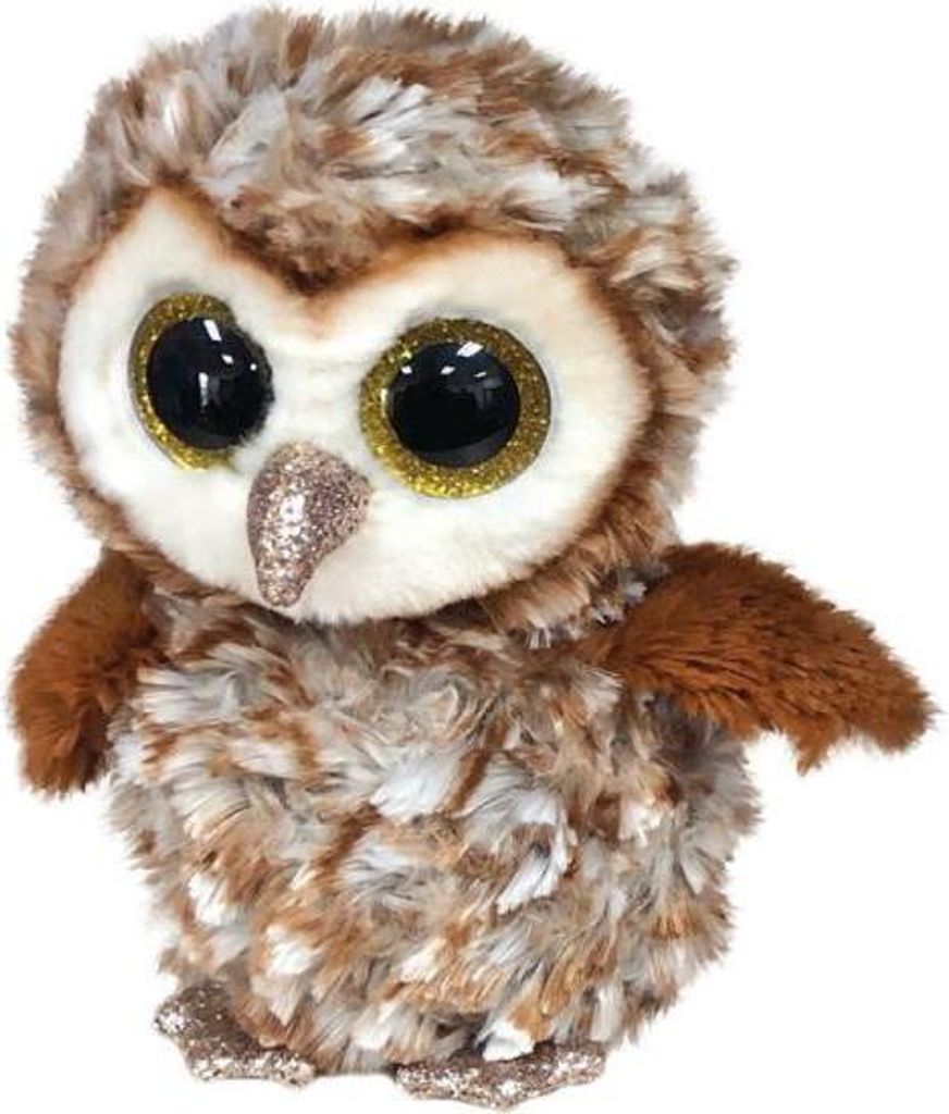 TY Beanie Boos Percy, Spielzeug-Eule, Braun, Weiß, Seide, Produktbild 