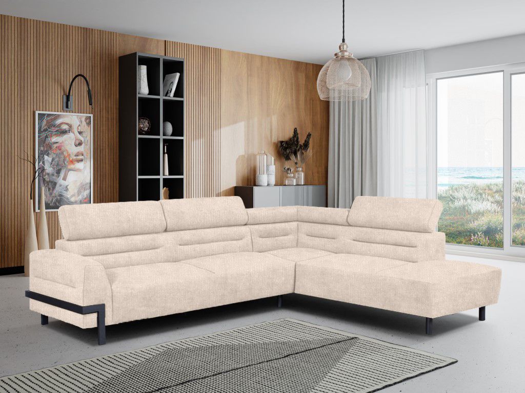 sesto senso Großes Wohnzimmersofa 240x295 cm - Modernes Ecksofa, Couch auf schwarzen Metallbeinen, mit verstellbaren Kopfstützen - L-förmiges So...