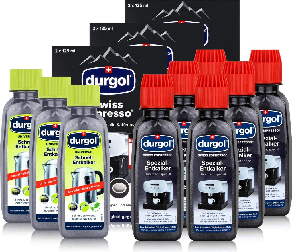 Durgol Swiss Spezial Espresso Entkalker 6 Fl. a 125ml + 3 Produktbild 1