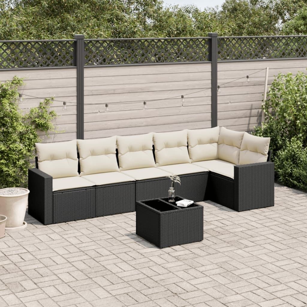 Maison Exclusive - 7-tlg. Garten-Sofagarnitur mit Kissen Schwarz Poly Rattan
