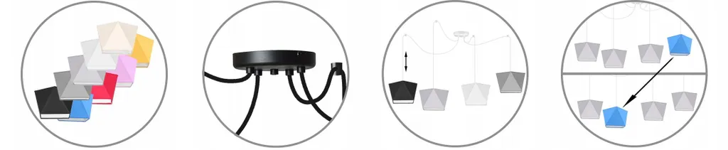 Lustre suspension araignée style loft rétro pour ampoules E27 - 2