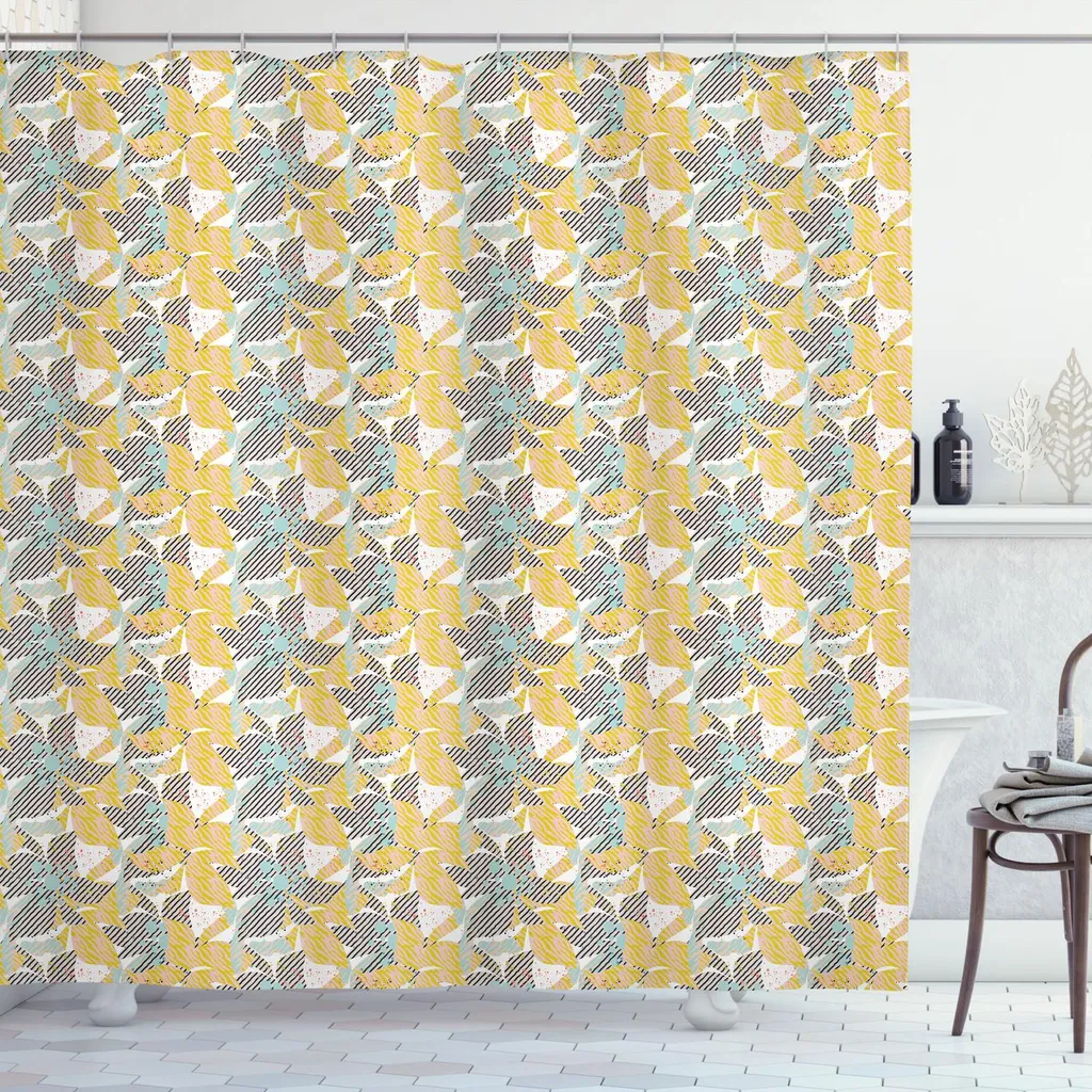 Tenda da Doccia Astratta ABAKUHAUS 175x180 - Design Floreale Grunge