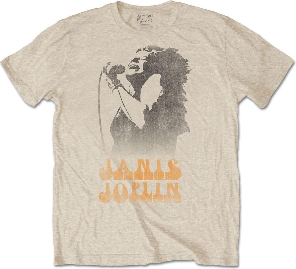 Janis Joplin - "Working The Mic" T-Shirt für Herren/Damen Uni RO5413 (S) (Sand)