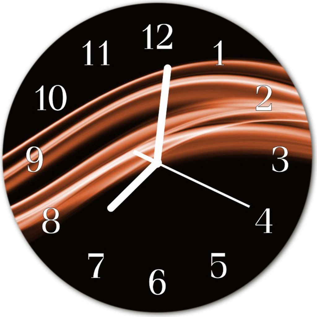 Glasuhr Wanduhr Küchenuhr Echt-Glas 30fi cm Abstrakte Linien mehrfarbig