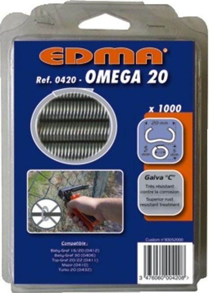 Omega 20 EDMA verzinkte Heftklammern - grün plastifiziert - 1000 Stück - 430
