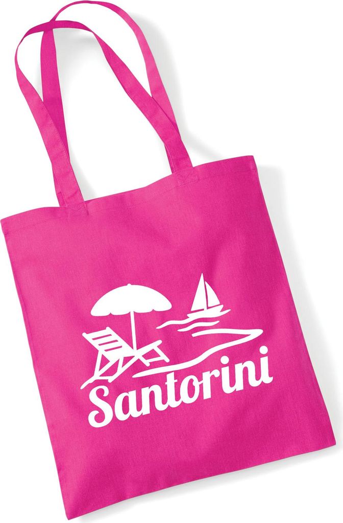 Huuraa Jutebeutel Santorini Griechenland 10 Liter Fuchsia Baumwolle Tasche Geschenkidee