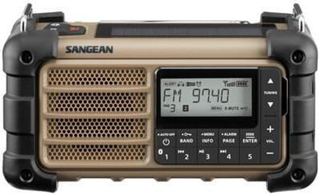 A Sangean MMR-99 Sand Tragbares Radio is shown against a light gray background.
