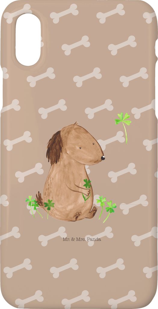 Mr. & Mrs. Panda Iphone 10 Handyhülle Hund Kleeblatt - Hundeglück - Geschenk, X, Glück, Handy, Sprüche, Viel, Cover, Hülle, Glücksbringer