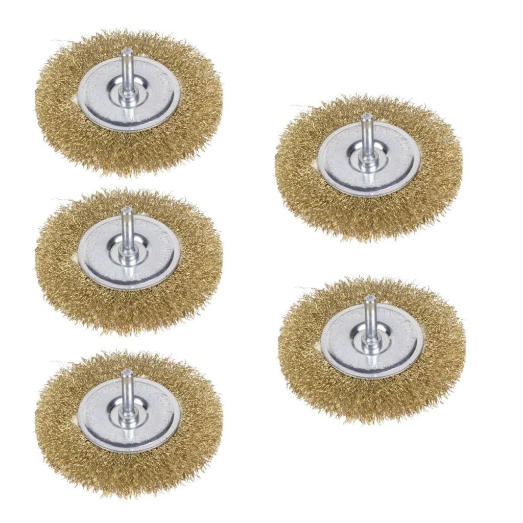 5x Draht Bürsten 100mm 6mm Scheibenbürste Rundbürste Stiehlbürste Rund flach
