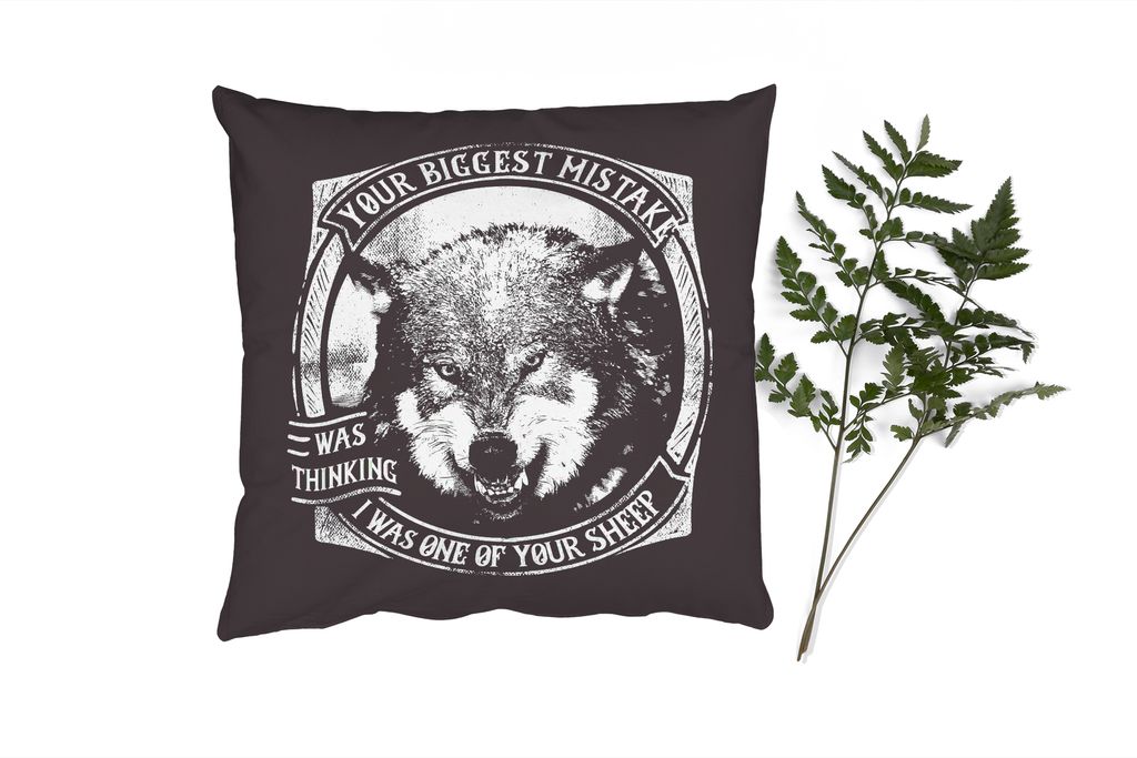 MuchoWow Zierkissen Sofakissen Wohnzimmer Dekokissen 45x45 cm Wolf - Vintage - Illustration - Schlafpolster - Polster für das Sofa