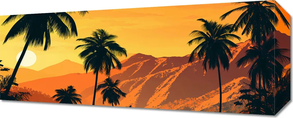 Tableau Paysage Tropical 50 x 20 cm aux Couleurs Vives et Chaleureuses